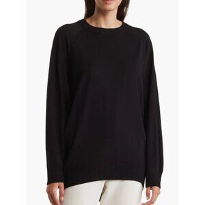 Theory Champlain Pullover Wool-Blend Knit Sweatshirt Sweater, Black